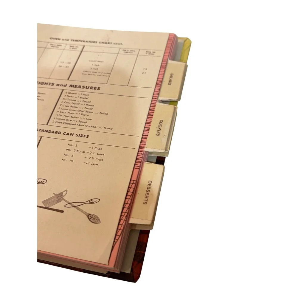 Vintage Cooking Clips Recipe Organizer Binder Mid Century Plaid Spiral Scrapbook